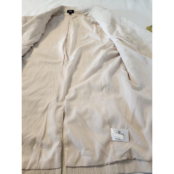 Express Oversized Textured Boyfriend Blazer Suit Jacket Beige Cream sz L - Picture 12 of 16